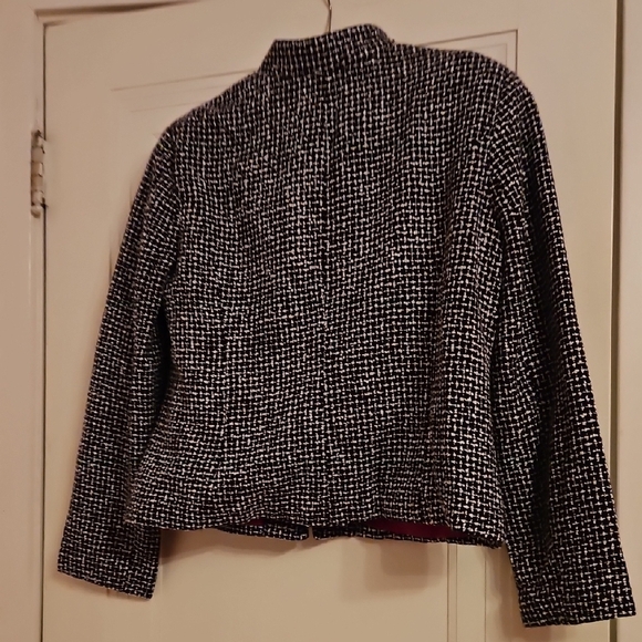 George Black and White Women's Houndstooth Zipper Jacket, Sz 14 - Picture 8 of 10